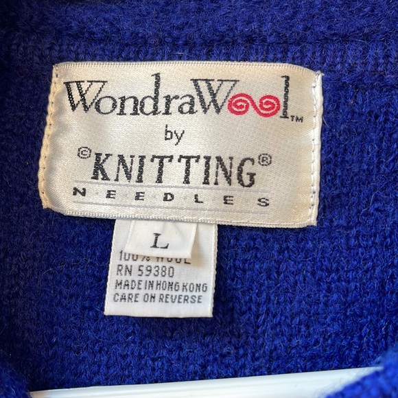 VTG KandraWool Cobalt Blue Coat Size Large Retro NWT 90s Outerwear - Picture 6 of 8